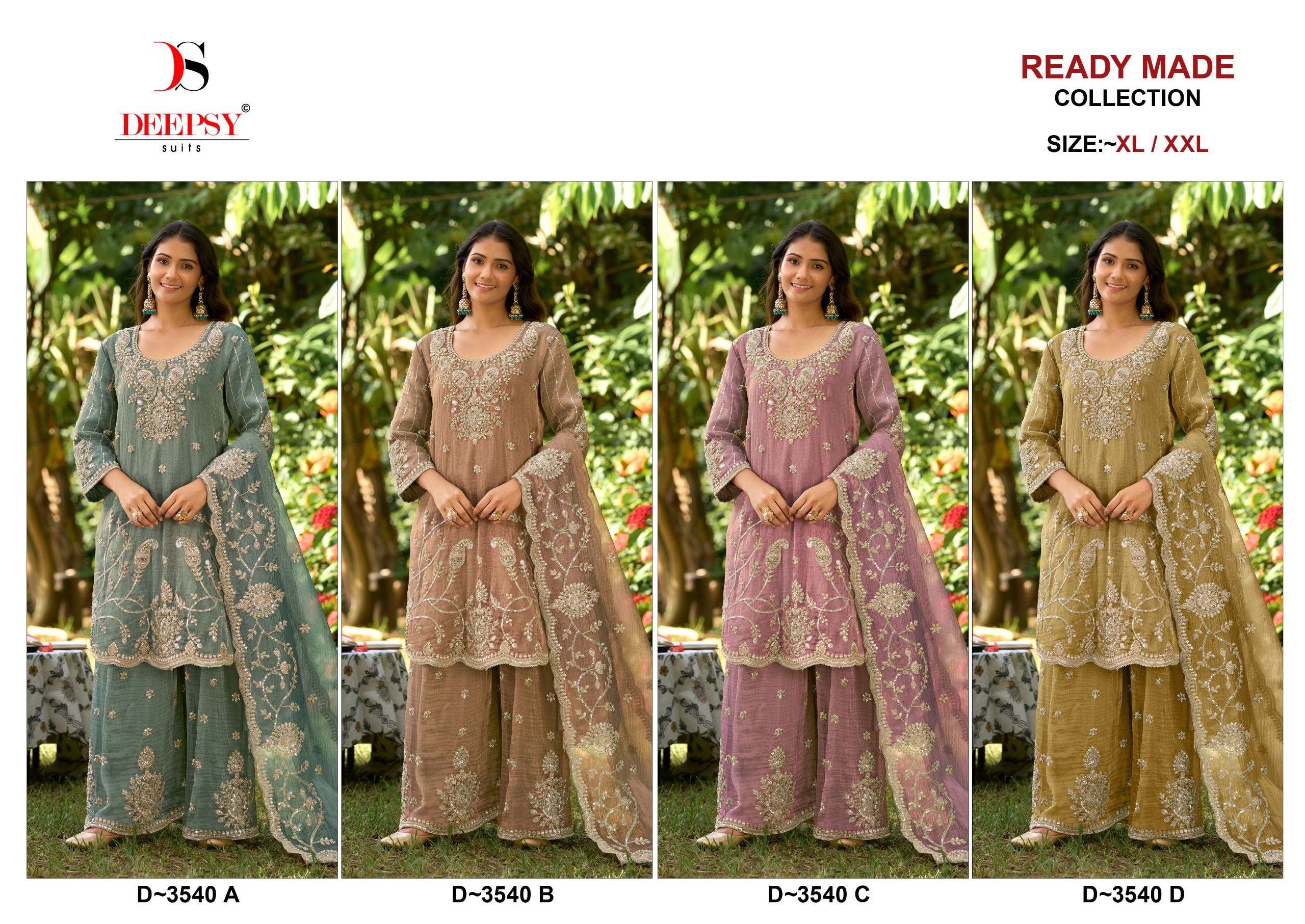 DEEPSY SUITS 3540 READY TO WEAR SALSA SILK EMBROIDERY SHARARA SUIT WEDDING TYPE RESELLER